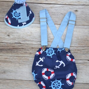 Nautical Print 3 Piece Cake Smash Outfit - Photo Prop main image 1