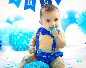 Boy Cake Smash Outfit, Blue Boy Cake Smash, Boy 1st Birthday Set,  1st Birthday, Milestone Pictures, 1st Birthday, Tie and Diaper Cover