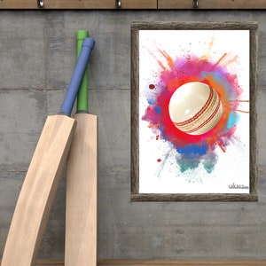 White Cricket ball poster, Sport art print, Christmas gift, Cricket wall poster, Cricket Christmas card, CRICKETisms