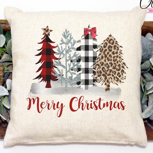 Christmas Pillow Cover 18 X 18 Merry Christmas Throw Pillow Etsy