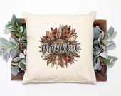 Thankful Pillow Covers 18X18, Thanksgiving Pillow Cover, Sunflower Throw Pillow Cover 18X18, Farmhouse Décor Pillow, Fall Pillow Cover