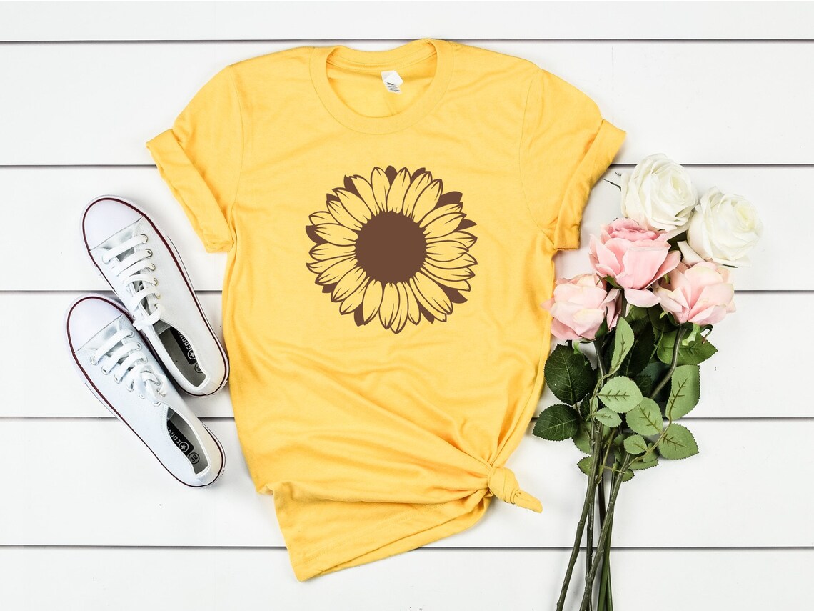 Sunflower Shirt Sunflower TShirt Ladies Sunflower Tee Etsy