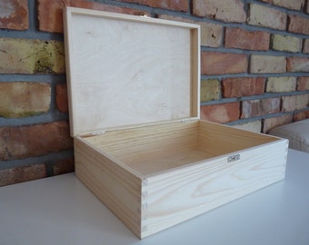 large unfinished wood treasure chest