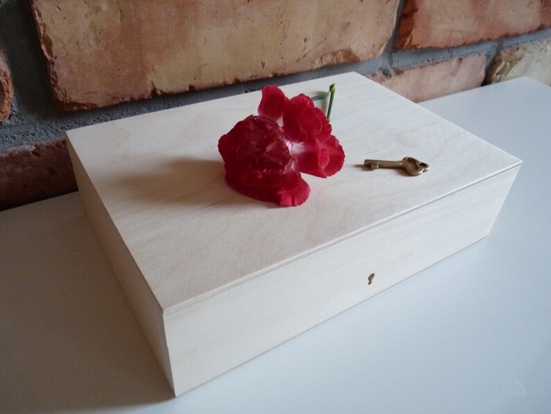 Unfinished wooden box with key lock plain storage wood box Etsy