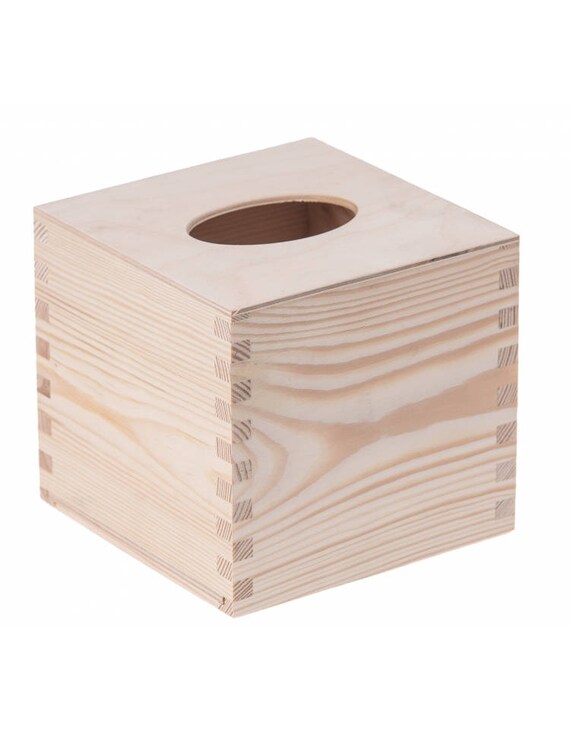 Square Cube Wooden Tissue Box Plai Unfinished Scandinavian Home Plain Cover Handkerchief
