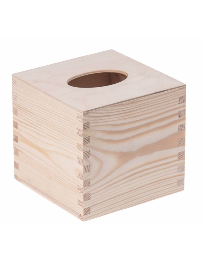 2 Pcs Set Of Two Square Wooden Tissue Boxes Unfinished Image 0