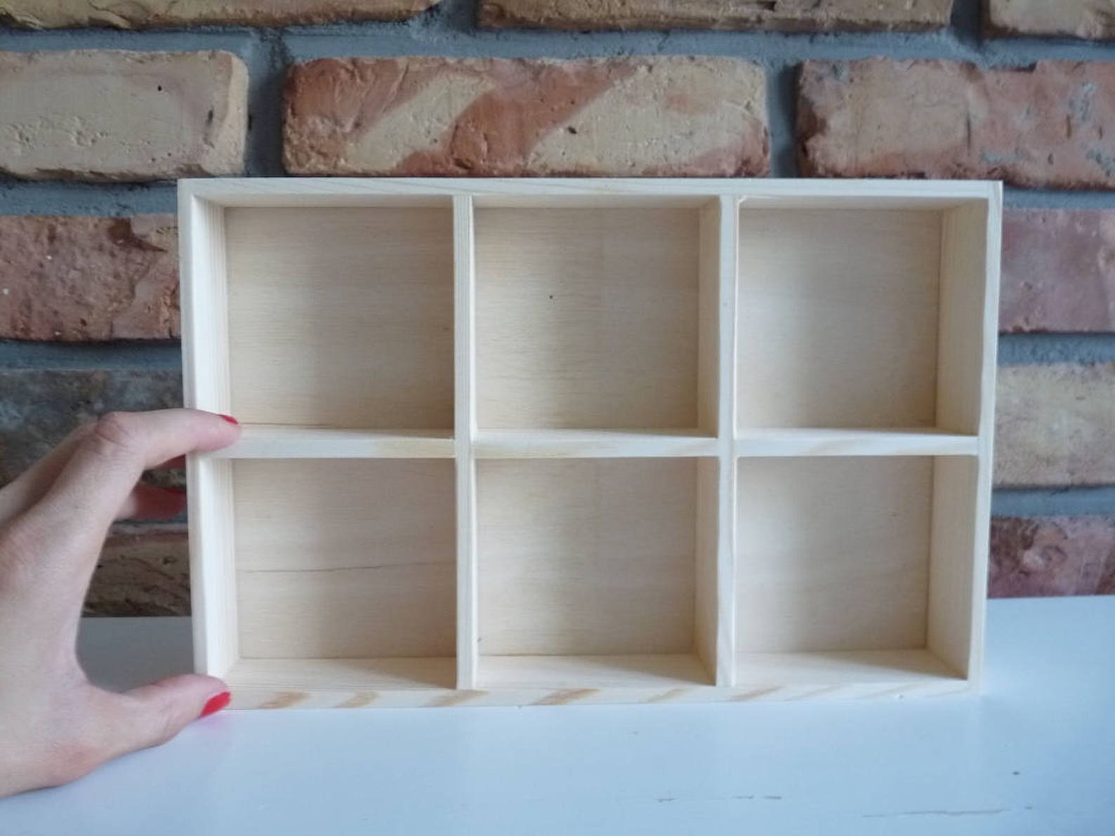 Unfinished Wooden Organizer Wood Box with compartments Etsy