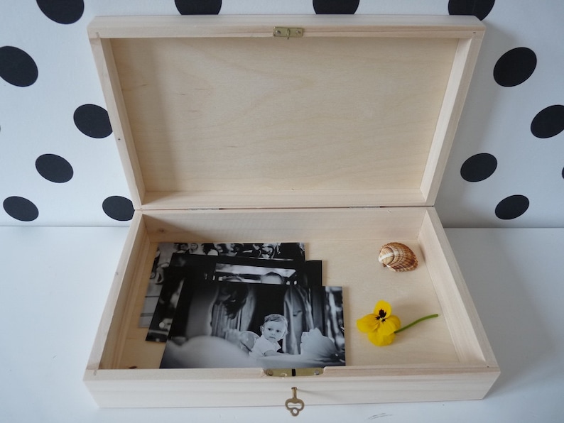 XL unpainted unfinished wooden box with key lock for Etsy
