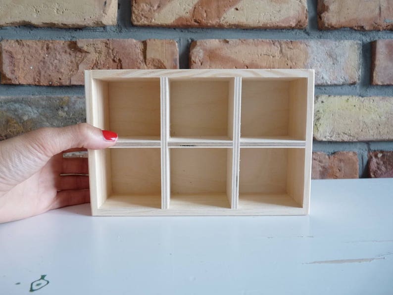 Unfinished Wooden Organizer Wood Box with compartments Etsy