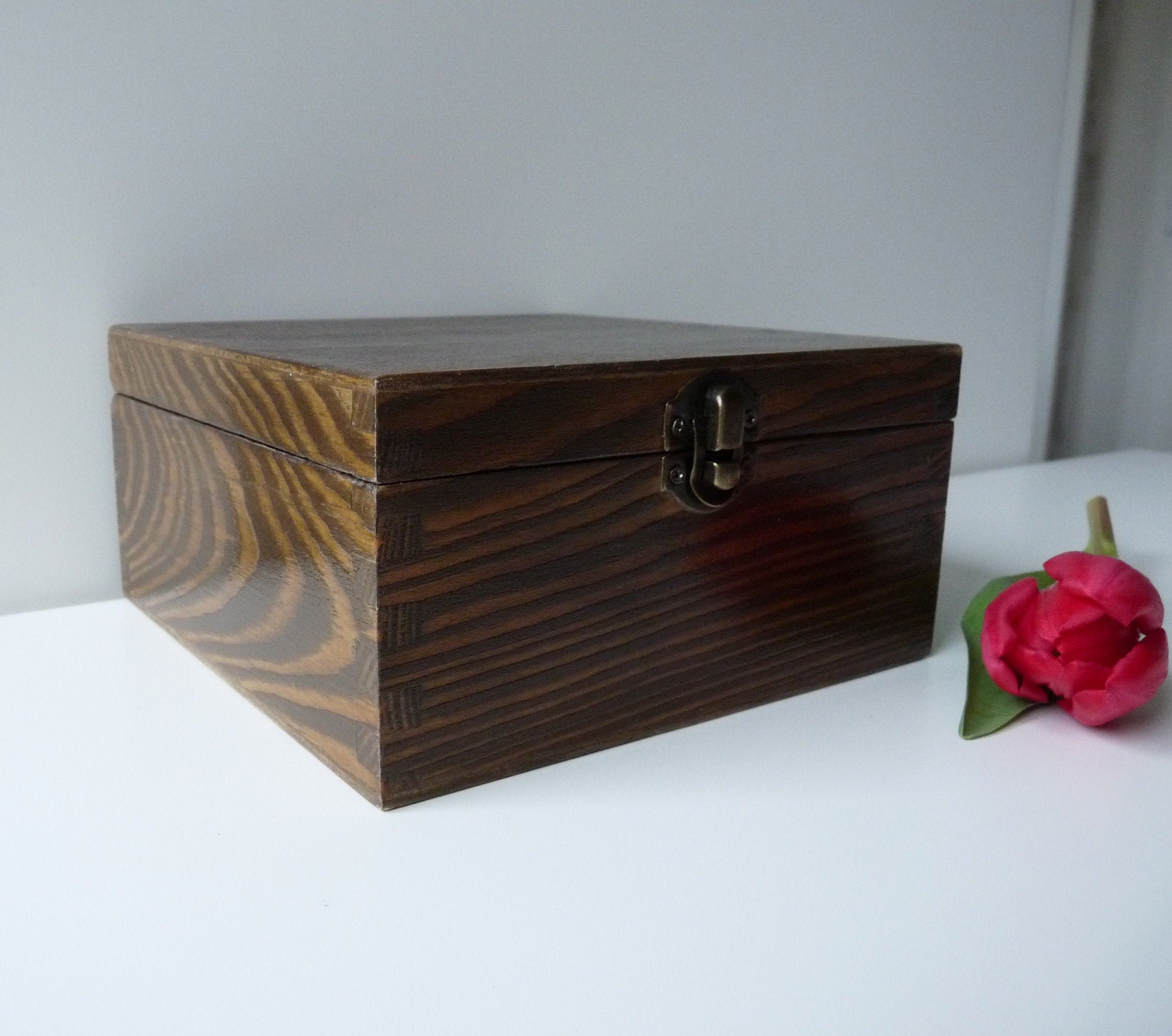 Rustic wooden tea box with 4 compartments Rustic antique Etsy