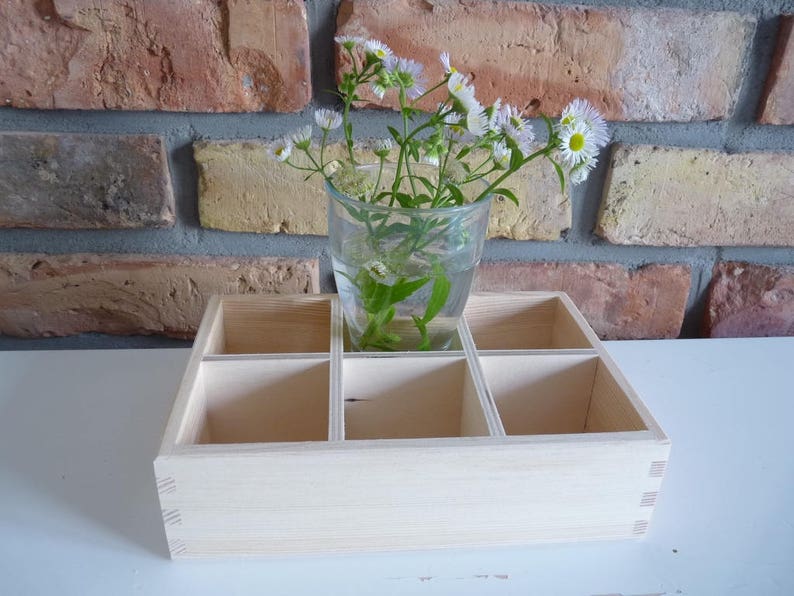 Unfinished Wooden Organizer Wood Box with compartments Etsy