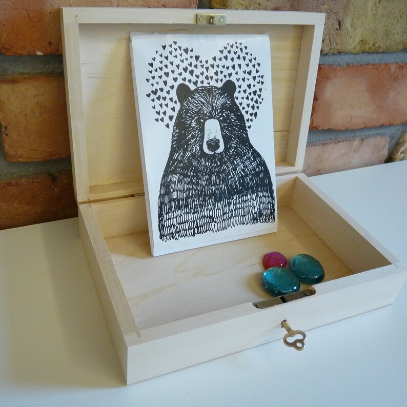 Unfinished wooden box with key lock plain storage wood box Etsy