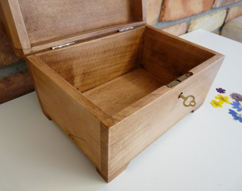 Rustic wooden box with key lock keepsake box Adventure 