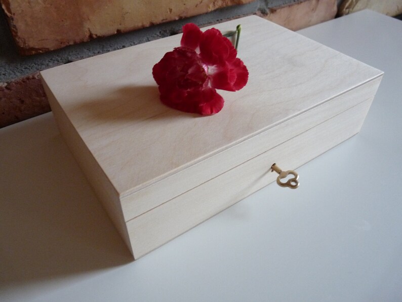 Unfinished wooden box with key lock plain storage wood box Etsy
