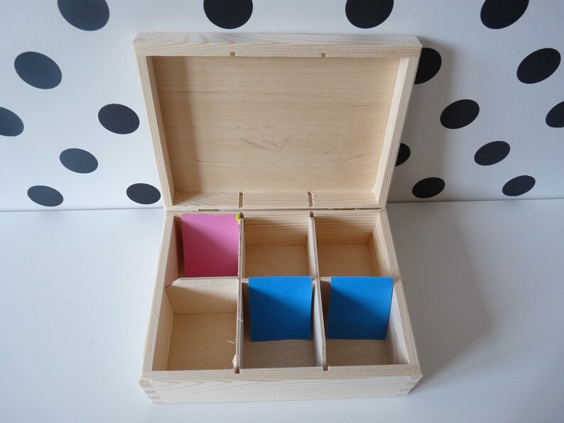 Unpainted wooden tea box unfinished 6 compartments display Etsy