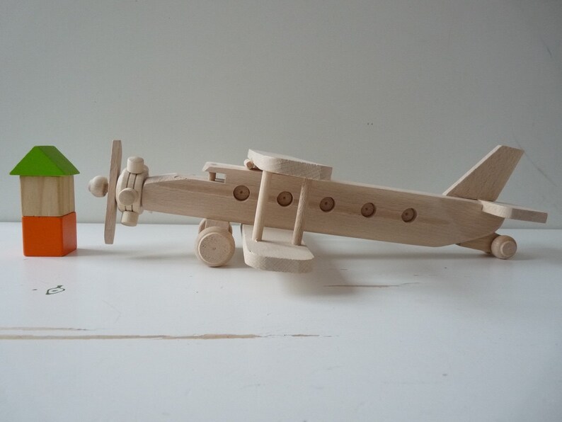 Children Wooden toy Propeller plane Wooden plane Unpainted Etsy