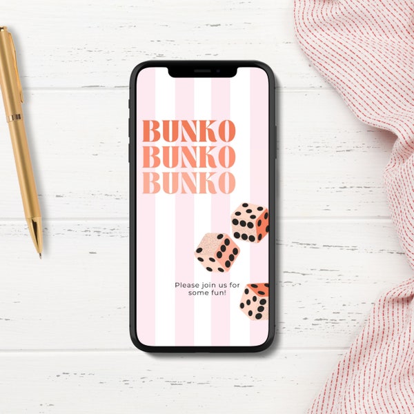 Bunko text invite digital download, great simple, clean, modern alternative for party invitation. Great for girls night or game night!