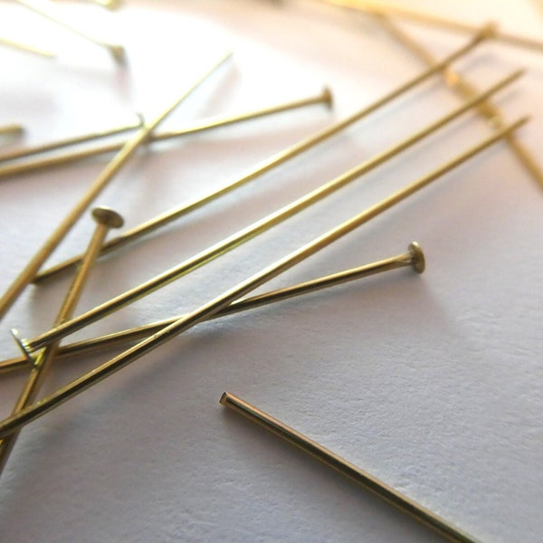 Raw brass head pins- 40mm- 10 pieces -metal metal pins- boho brass beads pins- jewelry earrings findings-findings wire beads