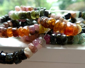 Multi tourmaline rondelle beads- 5mm beads. strand 6in- tourmaline stone beads -jewelry beads supply- gemstone beads supply-craft beads