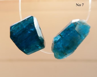 Neon blue apatite 14-16mm nugget beads-2 crystals pcs- jewelry making- gemstone craft natural beads