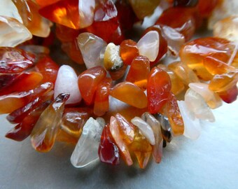 Raw carnelian 6-8mm chips beads- 8-16in strand gemstone -bracelet jewelry making-natural craft beads