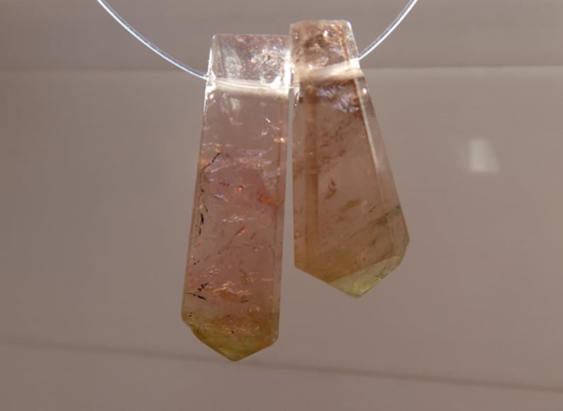2 gemstone beads-Jewelry beads supply Raw Watermelon tourmaline crystals-20-23mm points green stone beads Tourmaline points crystals