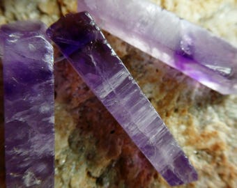 Purple raw amethyst stick 35-38mm beads- 4 pcs focal gemstone -earrings jewelry making-craft beads
