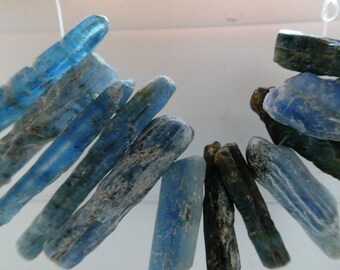 Raw blue kyanite 16-36mm stick beads-12 pcs gemstone points -jewelry making- crafts beads