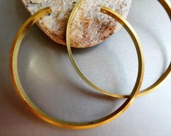 Curved brass large bar 60mm gold link- 2 pcs -earrings hoops jewelry making-craft beads