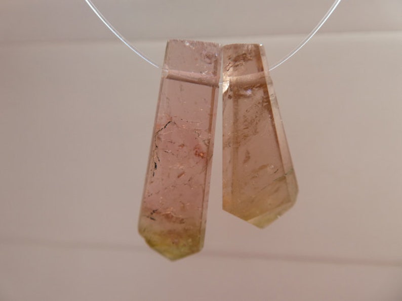 2 gemstone beads-Jewelry beads supply Raw Watermelon tourmaline crystals-20-23mm points green stone beads Tourmaline points crystals