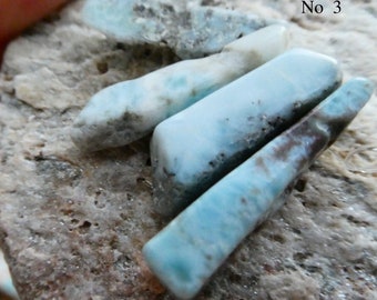 Raw larimar sticks 18-21mm beads -4 pcs free form gemstone- jewelry making -craft beads
