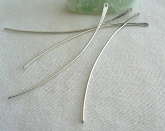 Oxidized silver curved spikes pins 70x1mm-2 spikes metal spacers, accent long brass pins- Jewelry metal findings