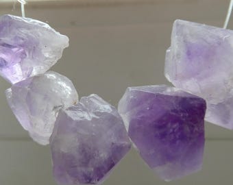Cristal de amatista en bruto, cuentas de punta de 13-17 mm - 5 piezas de gema central - fabricación de joyas - cuentas naturales para manualidades