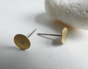 Brass earrings gold steel needle 12mm posts- 6 pcs back stopper-jewelry making-earrings findings- crafts
