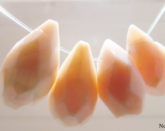 Peruvian pink opal 13-14mm faceted beads- 4 pcs teardrops gemstone -craft beads-earrings jewelry making