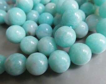 Amazonite round 8mm natural beads- 4in,8in strand blue gemstone -jewelry making-necklace craft beads
