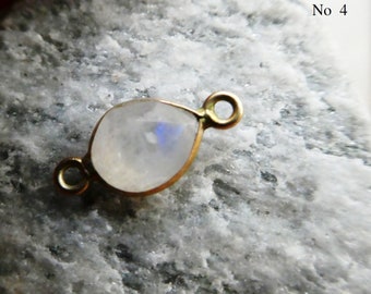 Cuenta conectora ovalada de piedra lunar de 15 mm en oro - 1 pieza de vermeil de oro - fabricación de joyas - cuentas artesanales naturales