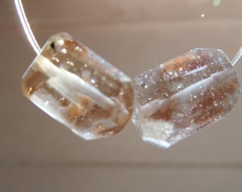 Cuentas de cristales de topacio dorado de 10 mm - 2 piezas de gema central a juego - para la fabricación de pendientes y joyería - cuentas para manualidades