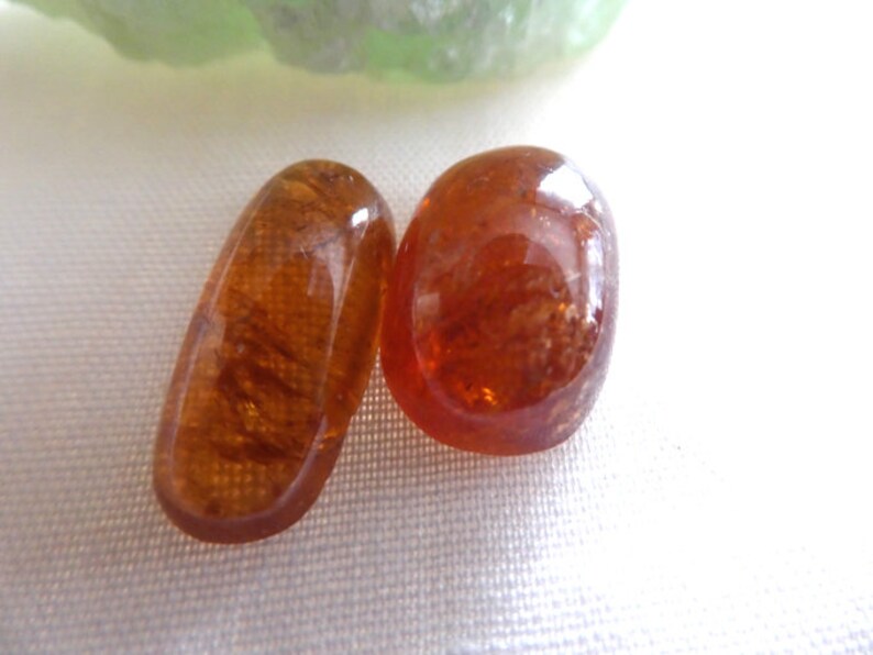 Orange Garnet oval gemstone undrilled 14-17x8-10mm Hessonite garnet oval cabochon 2 pieces-smooth cabochon Jewelry beads supply