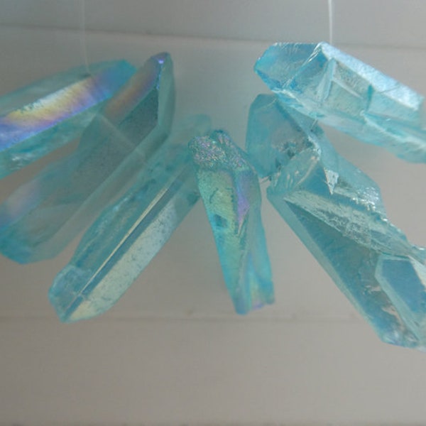 Raw mystic blue crystal quartz -17-19mm stick beads-6 points beads-jewelry beads supply-semiprecious gemstone points- crystals craft beads