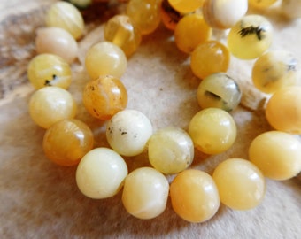 Yellow opal 6mm round beads -4-6in strand gemstone-necklace jewelry making -natural craft bracelet beads