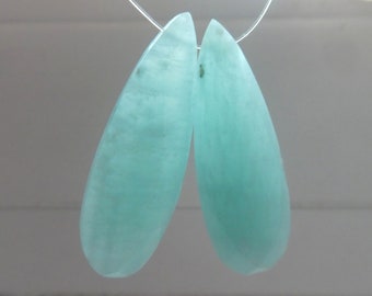 Amazonite 30mm faceted long teardrops beads - 2 pcs gemstone - jewelry making - focal craft beads