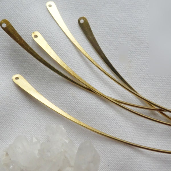 Curved spike brass pins-70mm-5, 10 long spikes metal charms-spacers-accent brass pins-jewelry metal findings-earrings metal curved spike