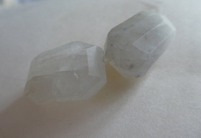Rainbow moonstone gemstone nuggets 17x13x9mm beads-2 beads-Raw Moonstone gemstone beads-Focal beads-Jewelry beads supply-white stone beads