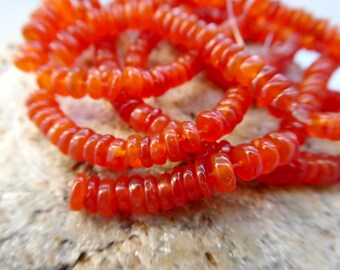 Carnelian rondelle 4-5mm beads- 6in strand gemstone - jewelry making -natural craft beads