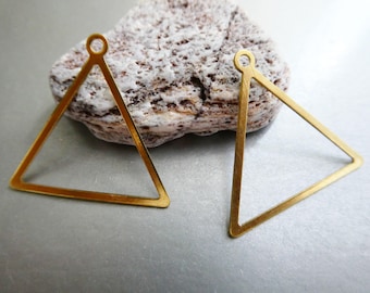Brass 27mm gold triangle charm - 5 ,10 pcs - jewelry making - earrings findings - crafts beads