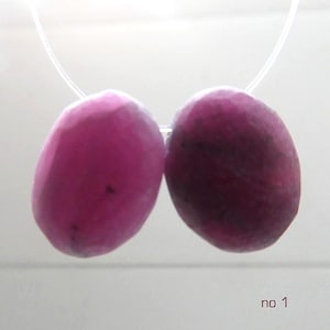 Raw ruby flat oval 12mm matte beads- 2 matching pcs-jewelry making-earrings beads-craft natural beads