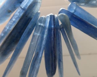 Blue kyanite 14-35mm polished stick beads -2in strand- jewelry making-natural spike graduated gemstone beads