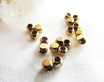 Gold square 3mm brass spacer beads- 25 pcs fits 1mm cord -jewelry making-craft beads