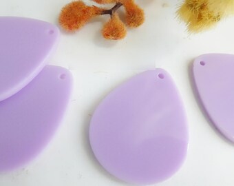 Teardrop acrylic 34mm flat charm - 2 pcs purple pastel - earrings jewelry making-geometric findings-crafts beads